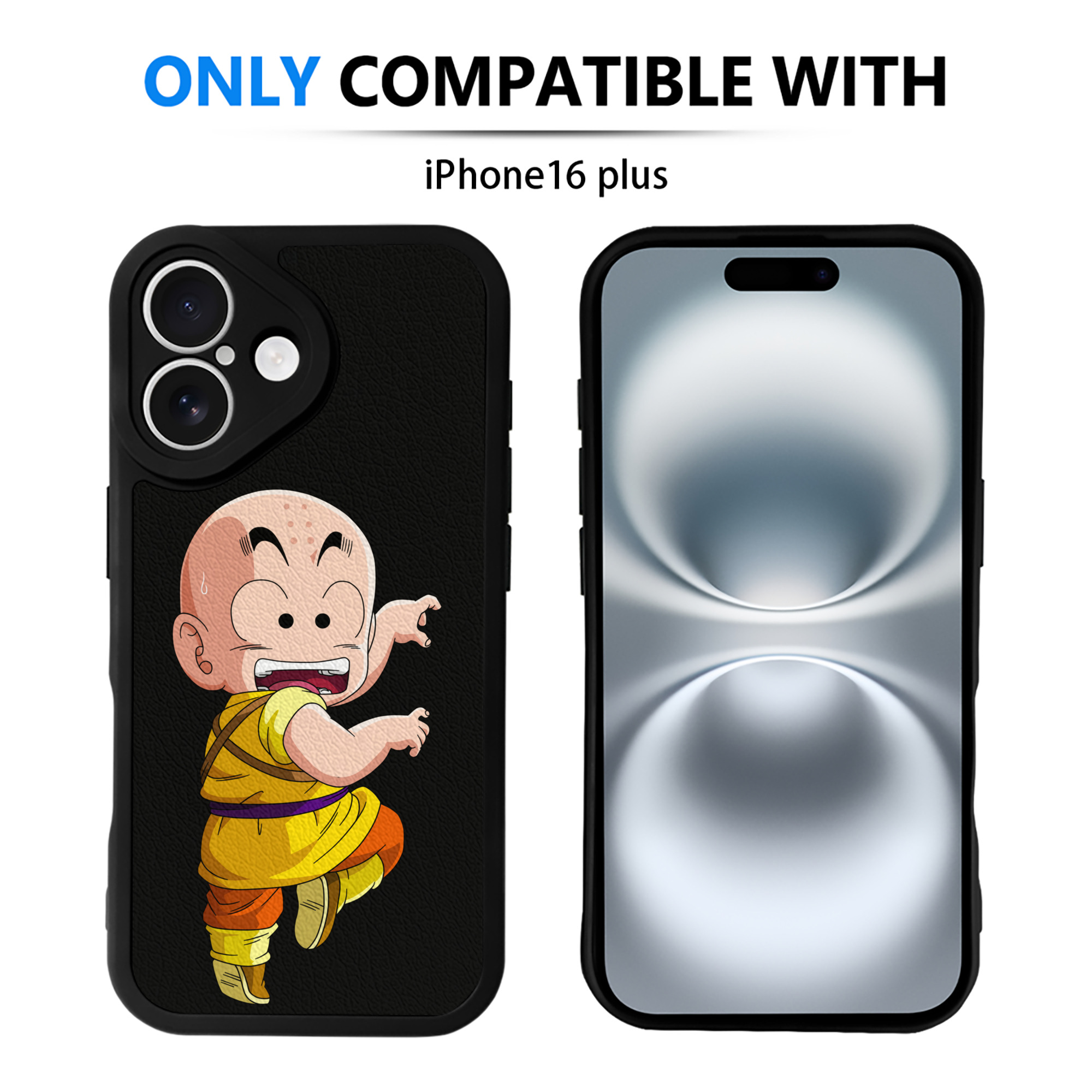 （画像用） ドラゴンボール クリリン DRAGON BALL krillin 【iPhone 16シリーズ対応】シリコンスマホケース（レザー調） 材質：シリコン